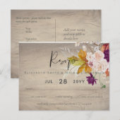 Rustic Maroon Ginger Blush Wedding RSVP Postkarte (Vorne/Hinten)