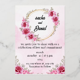 Rustic Maroon Winter Wedding Floral Folieneinladung