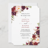 Rustic Marsala Burgund Einladung zur Hochzeit (Vorderseite)