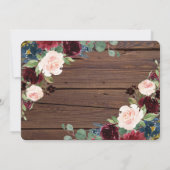 Rustic Marsala Burgundy Floral Save the Date (Rückseite)