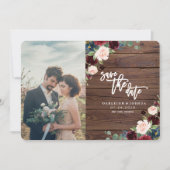 Rustic Marsala Burgundy Floral Save the Date (Vorderseite)