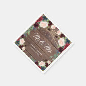 Rustic Marsala Burgundy Floral Wedding Serviette (Ecke)