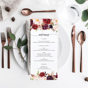 Rustic Marsala Burgundy Menu Programm