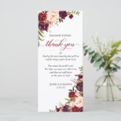 Rustic Marsala Burgundy Wedding Dankeschön Karte (Stehend Vorderseite)