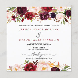 Rustic Marsala Burgundy Wedding Program Programm