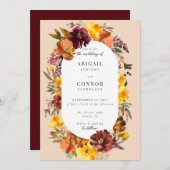 Rustic Marsala Burnt Orange Fall Wreath Einladung (Vorne/Hinten)