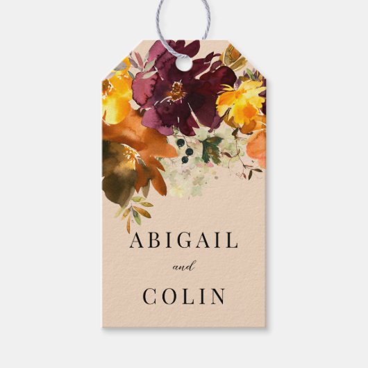 Rustic Marsala Burnt Orange Fall Wreath Geschenkanhänger (Vorderseite)