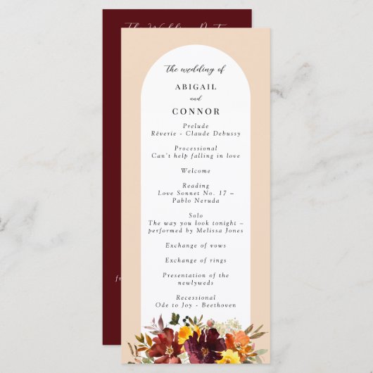 Rustic Marsala Burnt Orange Fall Wreath Programm (Vorne/Hinten)