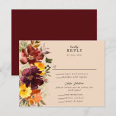 Rustic Marsala Burnt Orange Fall Wreath RSVP Karte (Vorne/Hinten)
