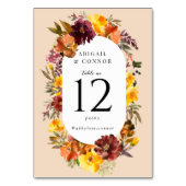 Rustic Marsala Burnt Orange Fall Wreath Tischnummer (Vorderseite)