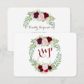 Rustic Marsala Floral Burgundy Wedding RSVP Karte (Vorne/Hinten)
