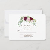 Rustic Marsala Floral Burgundy Wedding RSVP Karte (Rückseite)