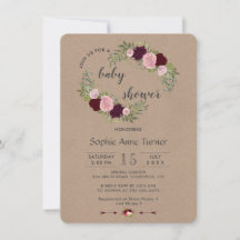 Rustic Marsala Floral Craft Papier Babydusche