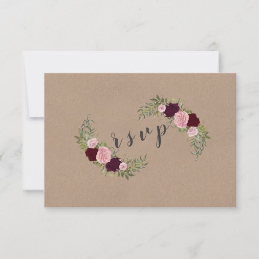 Rustic Marsala Floral Craft Papier Hochzeit RSVP Karte (Vorderseite)