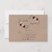 Rustic Marsala Floral Craft Papier Hochzeit RSVP Karte (Rückseite)