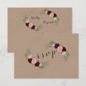 Rustic Marsala Floral Craft Papier Hochzeit RSVP Karte (Vorne/Hinten)