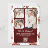 Rustic Marsala Floral Foto QR Code Hochzeit Einladung (Rückseite)