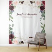 Rustic Marsala Floral Wedding Foto Stand Hintergru Wandteppich (Beispiel)