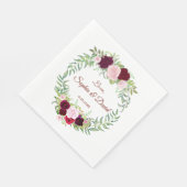 Rustic Marsala Floral Wreath Burgundy Wedding RSVP Serviette (Ecke)