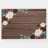 Rustic Marsala Wood Floral Wedding Gästebuch (Rückseite)