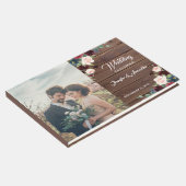 Rustic Marsala Wood Floral Wedding Gästebuch (Ecke)