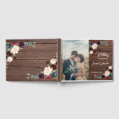 Rustic Marsala Wood Floral Wedding Gästebuch (Voll)