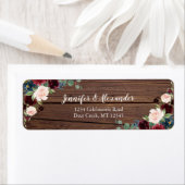 Rustic Marsala Wood Floral Wedding Label (Insitu)