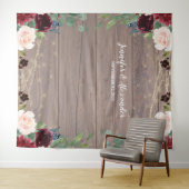 Rustic Marsala Wood Wedding Foto Stand Hintergrund Wandteppich (Beispiel (Horizontal))