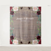 Rustic Marsala Wood Wedding Foto Stand Hintergrund Wandteppich (Vorderseite)