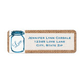 Rustic Mason Jar Aquamarin Burlap Wedding Address (Vorne)