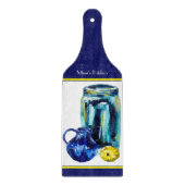 Rustic Mason Jar Art Blue Script Cutting Board Schneidebrett (Vorderseite)