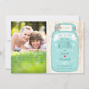 Rustic Mason Jar auf Bark Foto Save the Date