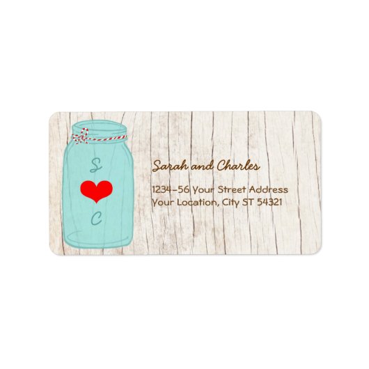 Rustic Mason Jar auf Illustrierte Hochzeit der Bar Adressaufkleber (Vorne)