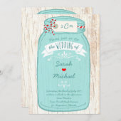 Rustic Mason Jar auf Illustrierte Hochzeit der Bar Einladung (Vorne/Hinten)