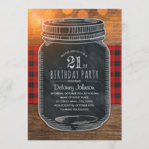 Rustic Mason Jar Backyard 21. Geburtstag Party Einladung