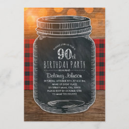 Rustic Mason Jar Backyard 90. Geburtstagsparty Einladung