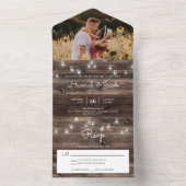 Rustic Mason Jar Barn Wood Foto Wedding All In One Einladung (Innen Boden)