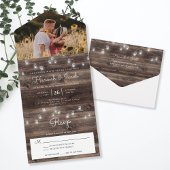 Rustic Mason Jar Barn Wood Foto Wedding All In One Einladung