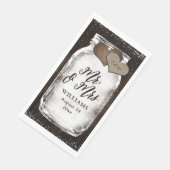 Rustic Mason Jar Barn Wood Mr & Mrs Wedding Serviette (Ecke)