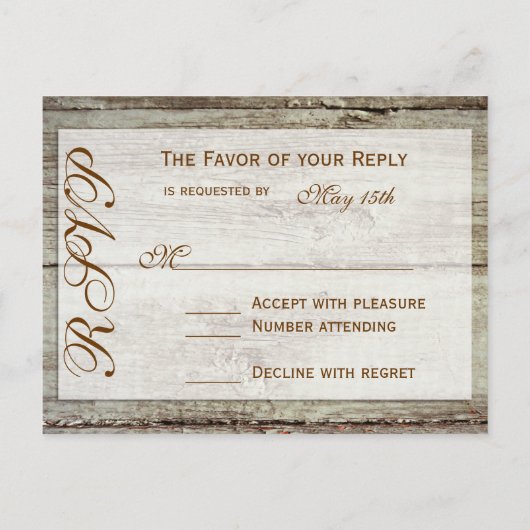 Rustic Mason Jar Barn Wood Wedding RSVP Postkarten (Rückseite)