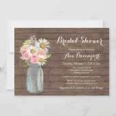 Rustic Mason Jar & Blume Baby oder Brautparty Einladung (Vorderseite)
