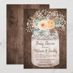 Rustic Mason Jar Boho Kinderdusche Einladungen