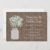 Rustic Mason Jar Bridal Dusche Einladung auf Holz (Vorderseite)