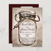 Rustic Mason Jar Bridal Dusche Einladung POSTCARD (Vorne/Hinten)