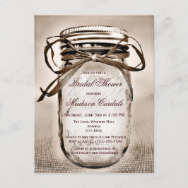 Rustic Mason Jar Bridal Dusche Einladung POSTCARD