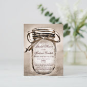 Rustic Mason Jar Bridal Dusche Einladung POSTCARD (Stehend Vorderseite)