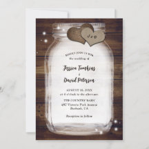 Rustic Mason Jar Burlap Hearts Barn Wood Wedding