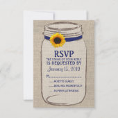 Rustic Mason Jar & Burlap- und Sunflower-RSVP-Kart RSVP Karte (Vorderseite)