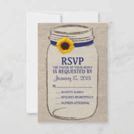 Rustic Mason Jar & Burlap- und Sunflower-RSVP-Kart RSVP Karte