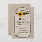 Rustic Mason Jar & Burlap- und Sunflower-RSVP-Kart RSVP Karte (Vorne/Hinten)